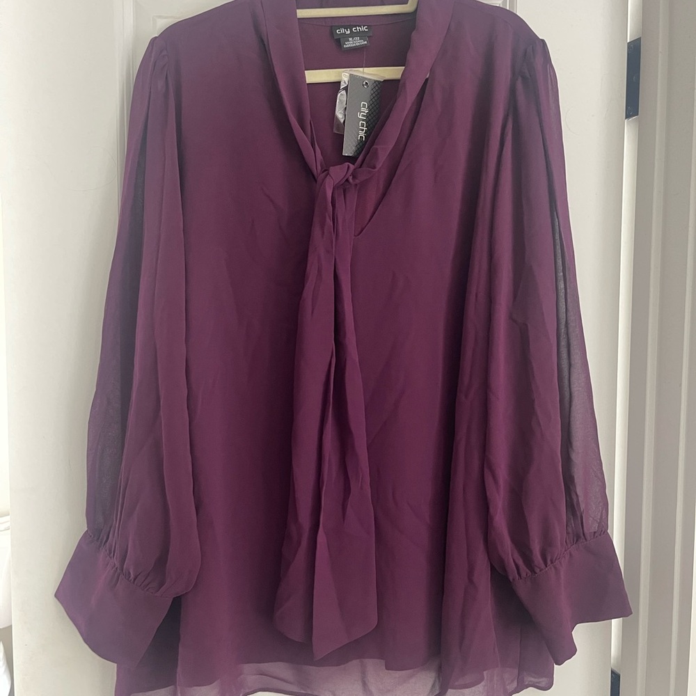 City Chic Deep Purple Blouse NWT Color Mulberry